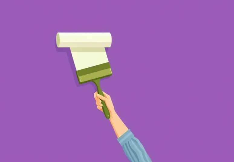 Pose de papier peint, rouleau et brosse à maroufler